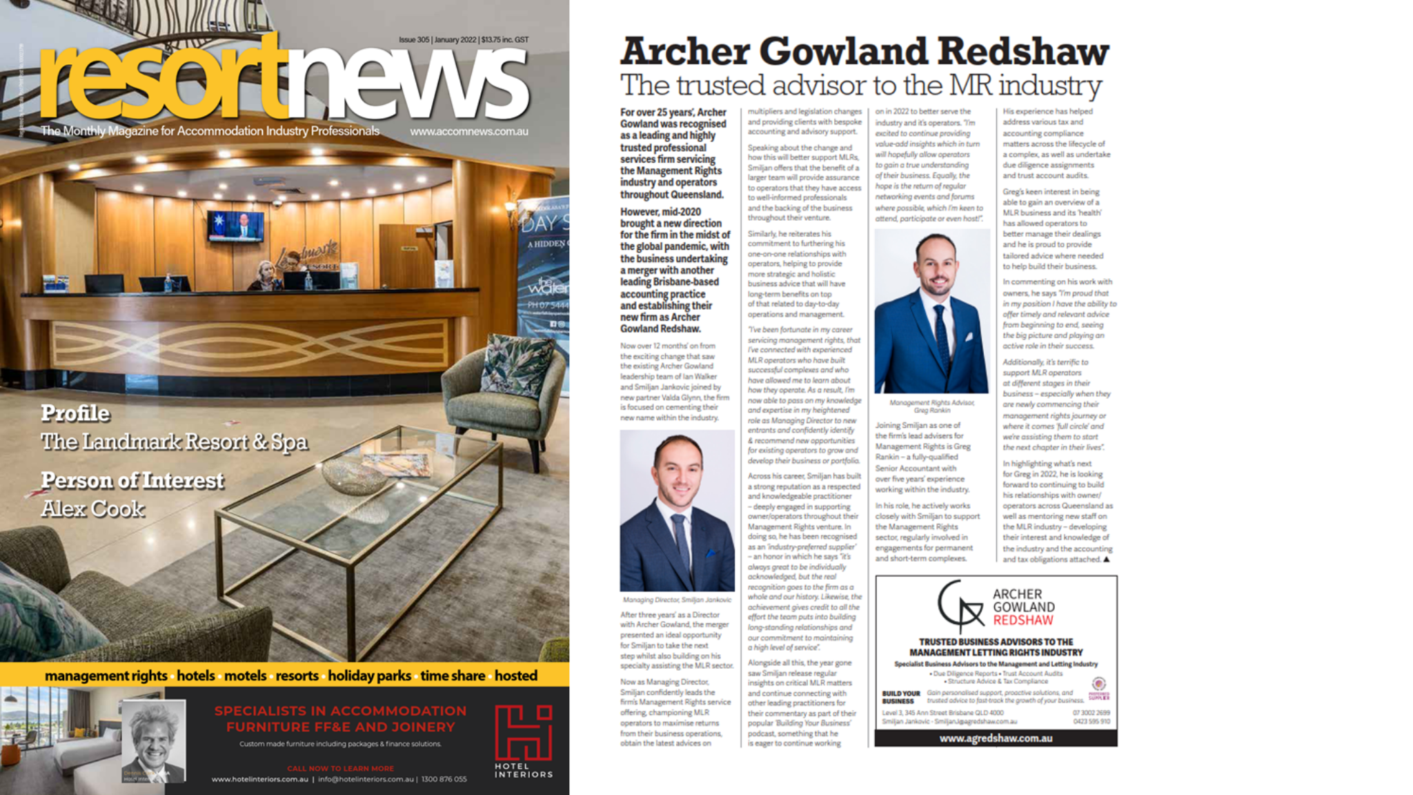 Resort News Magazine - January 2022 Profile | Archer Gowland Redshaw: The Trusted Advisor to the MR Industry